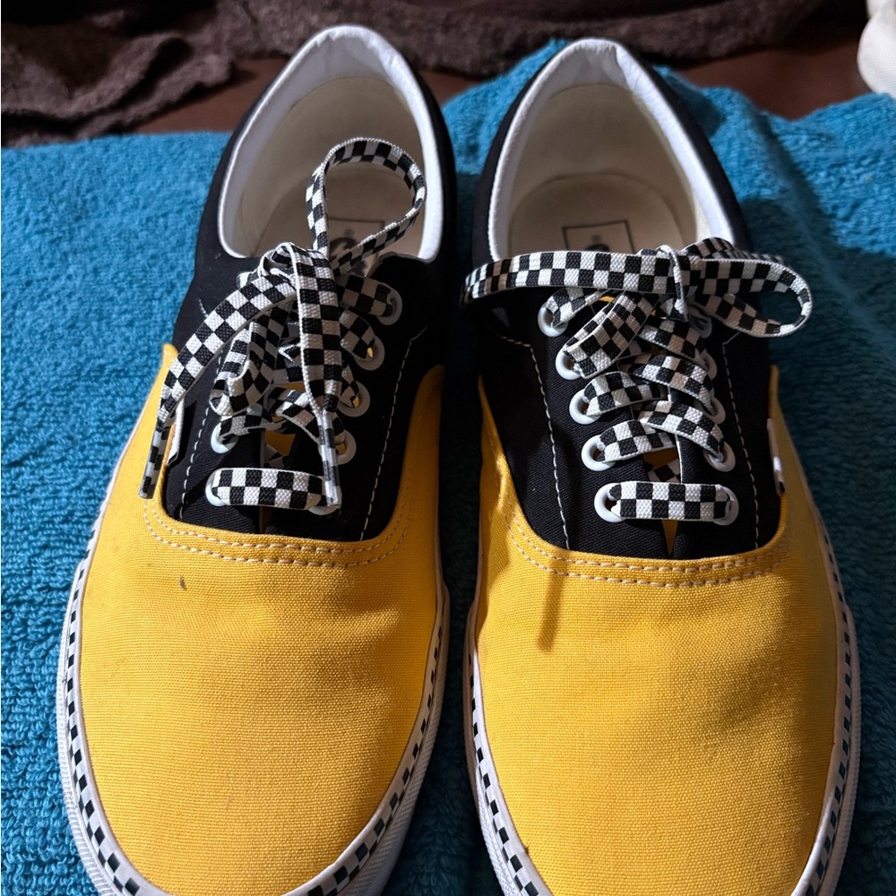 Vans Yellow and Black Checkered Sneakers